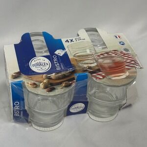 Duralex Bistro Tumblers 4 Pack 7.4 oz Clear Glass Goblets Made in France